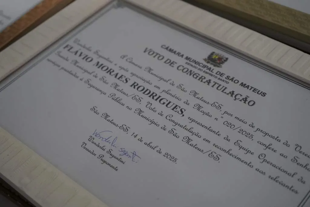 Voto de congratulação para guarda municipal de São Mateus